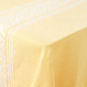 Jacquard rhombus border tablecloth, yellow and white, 170x200cm