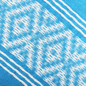 Mantel cenefa Jacquard rombos, azul y blanco, 170x200cm
