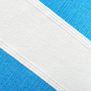 Nappe rayée avec passepoil, bleu et blanc, 170x300cm