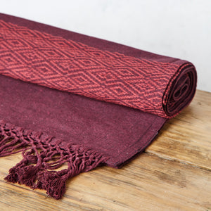 Burgundy and Cherry Pedal Loom Table Runner