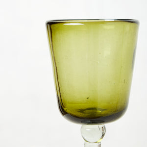 Small green glass bell cup