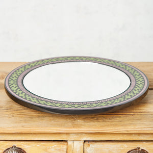 Olinalá rotating tray mirror black, purple and geometric green