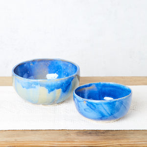Set of 2 bright blue Kalimori bowls