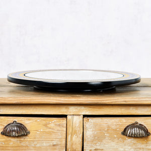 Olinalá mirror and black, lilac and mustard geometric rotating tray