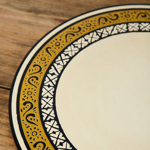 Olinalá geometric black, raw and mustard rotating tray