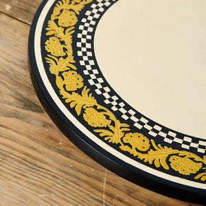 Olinalá rotating tray with black, raw and mustard flowers