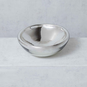 Silver mirrored blown glass salad bowl