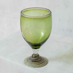 Green blown glass low cup