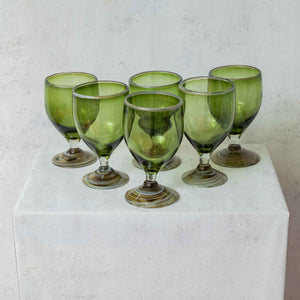Green blown glass low cup