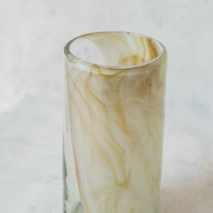 Brown and Green Marbled Blown Glass Tumbler