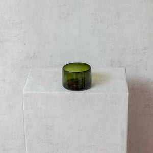 Dark Green Blown Glass Cylinder Bowl