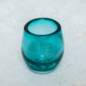 Verre à shot en verre soufflé, aigue-marine