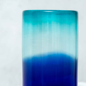 Vaso Vidrio Soplado, bicolor azul 500ml