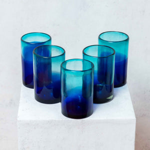 Vaso Vidrio Soplado, bicolor azul 500ml