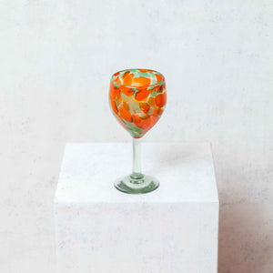 Copa Vidrio Soplado, Confeti coral y verde 20 cm