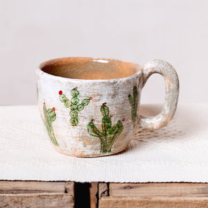 Mug Painted Clay Cactus Tableware