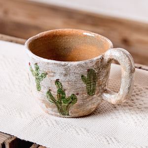 Taza "Mug" Barro Pintado Vajilla Cactus