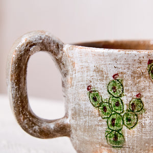 Mug Painted Clay Cactus Tableware