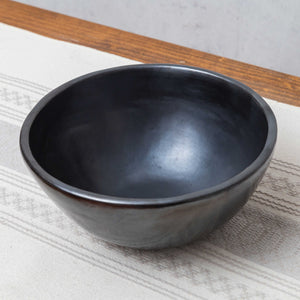 Black Burnished Clay Salad Bowl