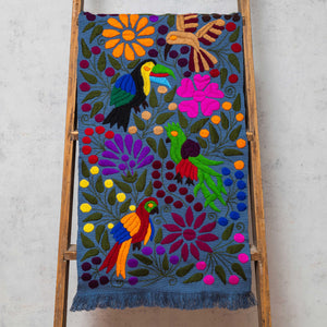 Zinacantán Blue and Multicolor Embroidered Tapestry