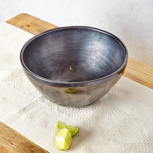 Black Burnished Clay Salad Bowl