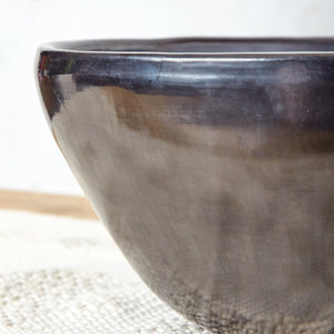 Black Burnished Clay Salad Bowl