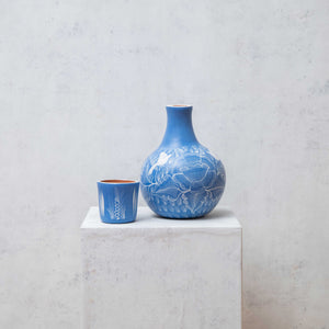 Night jug Burnished clay blue and white