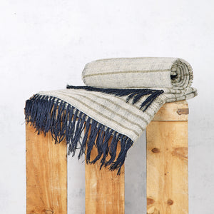 Beige and taupe virgin wool rug