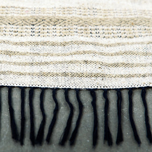 Beige and taupe virgin wool rug