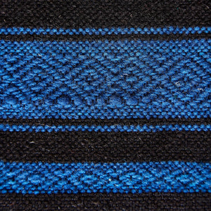 Tapis en laine vierge, noir et bleu