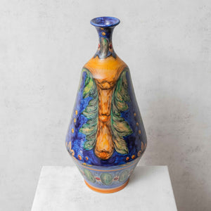 Vase en majolique bleu et terre