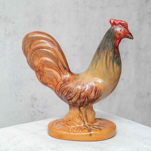 Pair of small Majolica Roosters