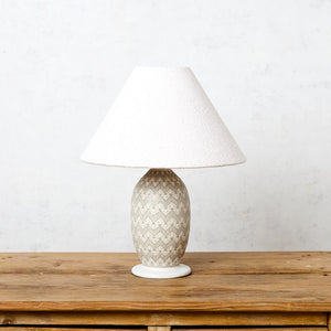 Grey and white dotted ceramic table lamp