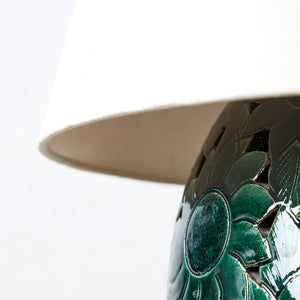 Lámpara de mesa Barro Vidriado Girasoles, verde