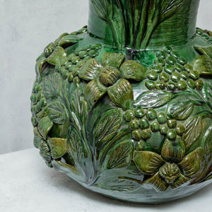 XXL green glazed clay decorative jug