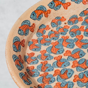 Painted clay fish plate