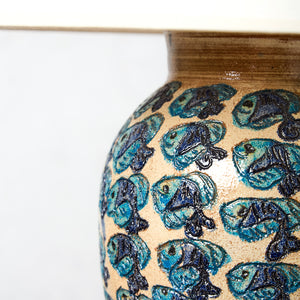 Lámpara de mesa Barro Pintado Peces azules 