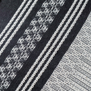 Black and White Pedal Loom Tassels Cushion