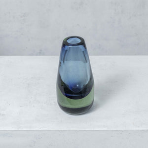 Small Blue Blown Glass Drop Vase