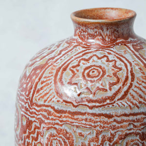 Vase symboles préhispaniques en argile peinte - Manuel Morales