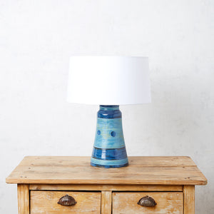 Lámpara de mesa Cerámica Alta Temperatura, Campana, cara azul y ocre