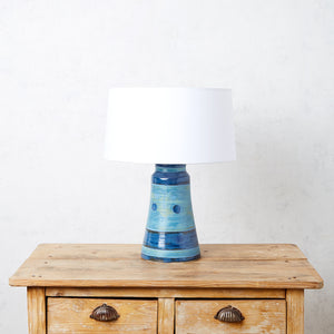 High Temperature Ceramic Table Lamp Bell Face Blue and Ochre