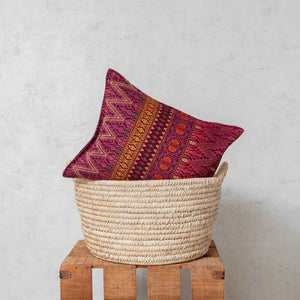 Ethnic burgundy pedal loom cushion