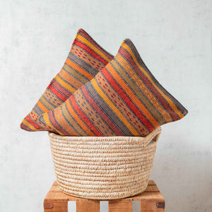 Earth Multicolor Pedal Loom Stripes Cushion