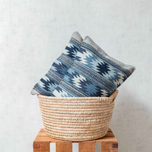 Zapotec Pedal Loom Coussin laine bleue