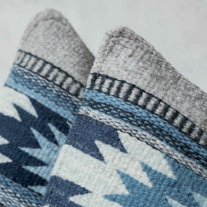 Zapotec Pedal Loom Coussin laine bleue