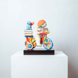 Sculpture Rodo Padilla - Traverser la vie avec un vélo