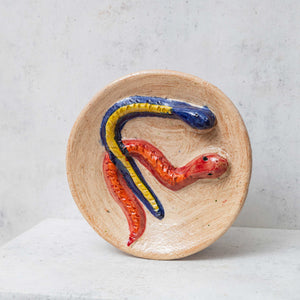 Decorative Plate Painted Clay Multicolored Vipers