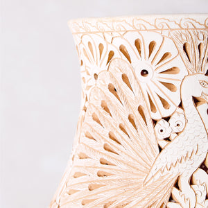 Openwork Clay Vase with Peacock