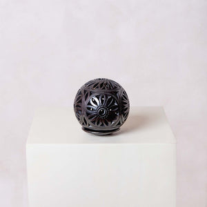 Black Clay Openwork Medium Sphere Candle Holder